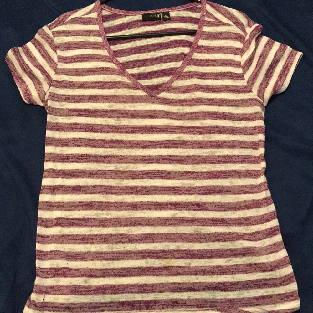 Purple and white knit v neck